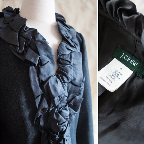 J. CREW wool pleated-silk chimera charcoal jacket - Picture 7 of 7